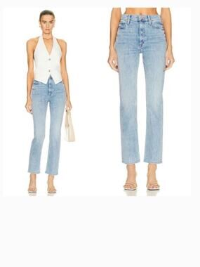 Mother Denim High Waisted Rider Ankle Straight Leg Jeans Study Abroad Sz 26